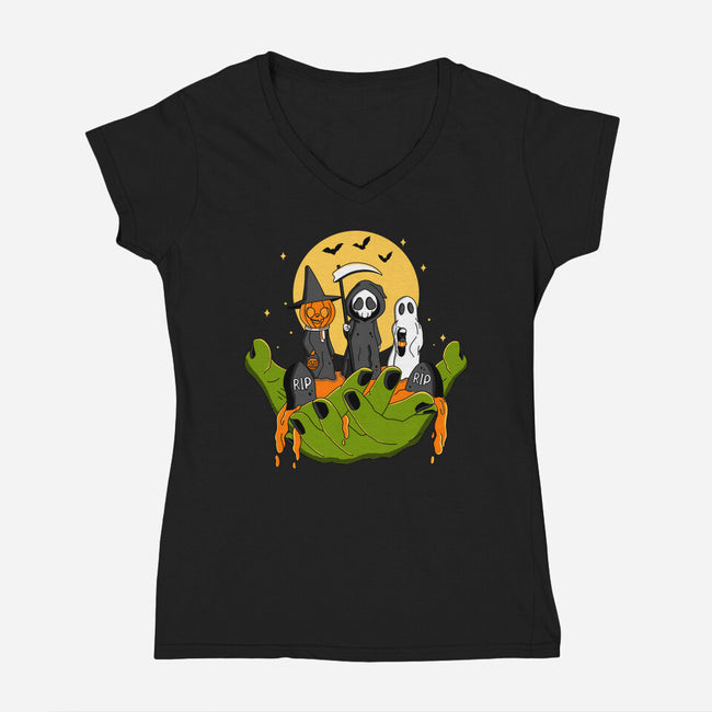 A Piece Of Halloween-Womens-V-Neck-Tee-Kimprut