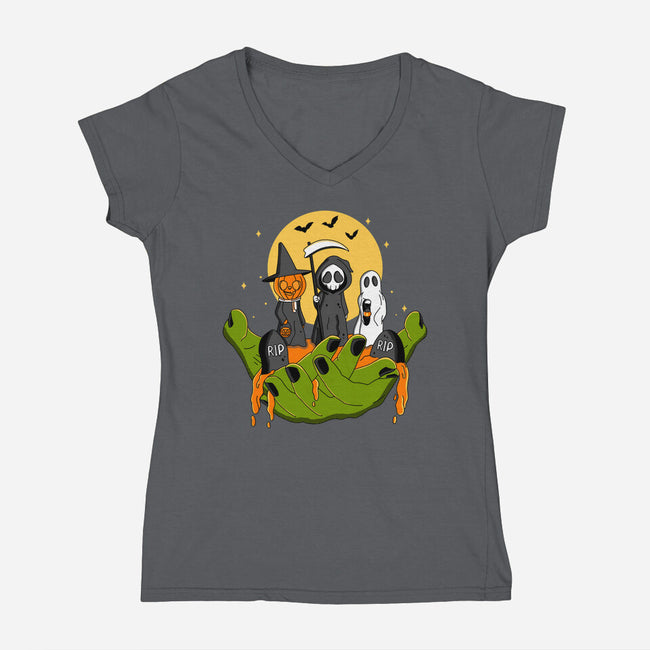 A Piece Of Halloween-Womens-V-Neck-Tee-Kimprut