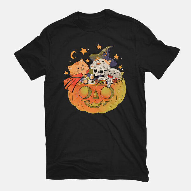 Pumpkin And Cats-Womens-Fitted-Tee-ppmid