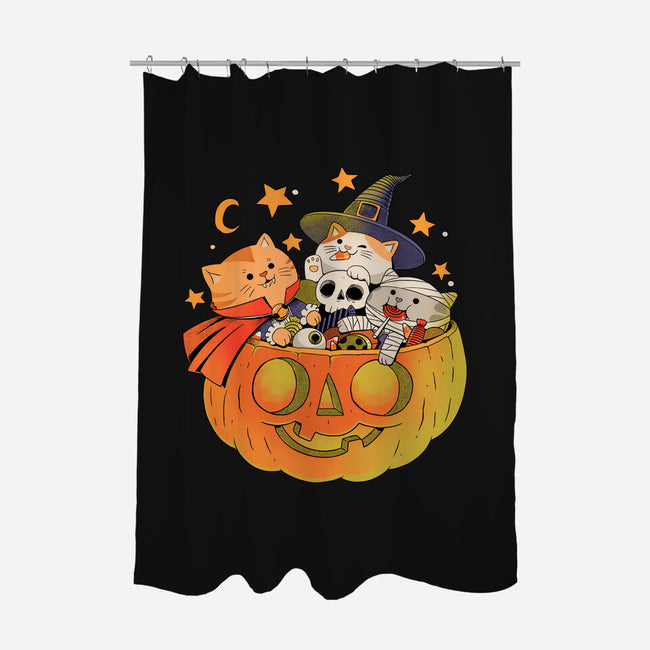 Pumpkin And Cats-None-Polyester-Shower Curtain-ppmid