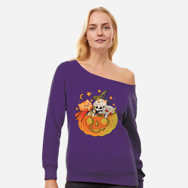 Pumpkin And Cats-Womens-Off Shoulder-Sweatshirt-ppmid