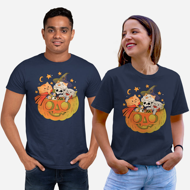 Pumpkin And Cats-Unisex-Basic-Tee-ppmid