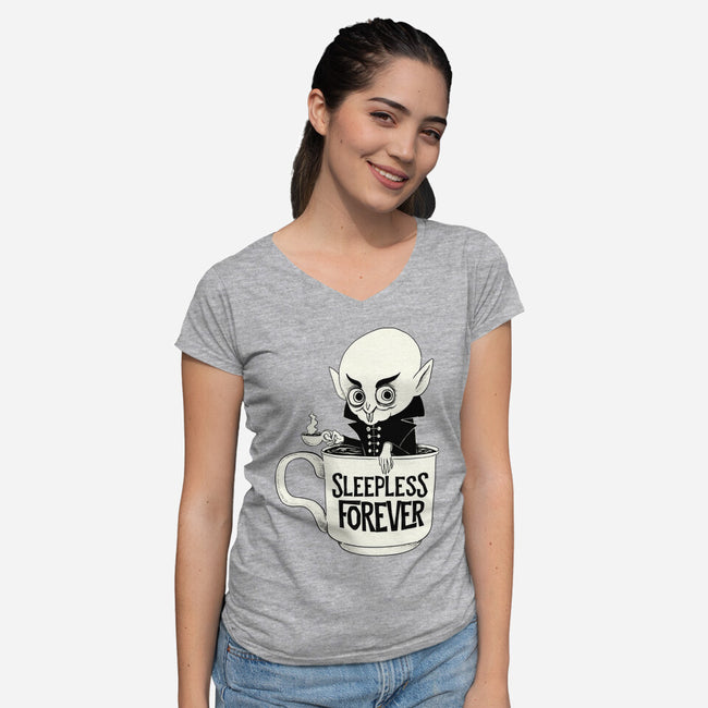 Nosferatu And Coffee-Womens-V-Neck-Tee-ppmid