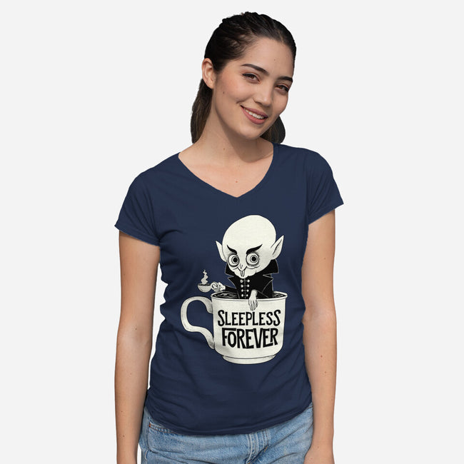 Nosferatu And Coffee-Womens-V-Neck-Tee-ppmid