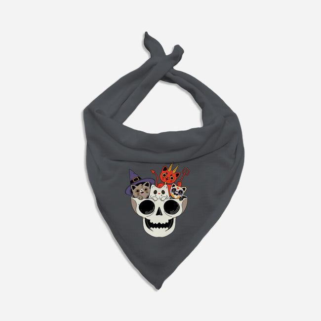 Skull And Spooky Cats-Dog-Bandana-Pet Collar-ppmid