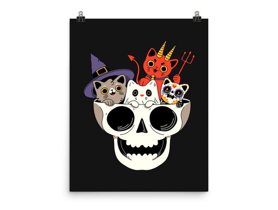 Skull And Spooky Cats