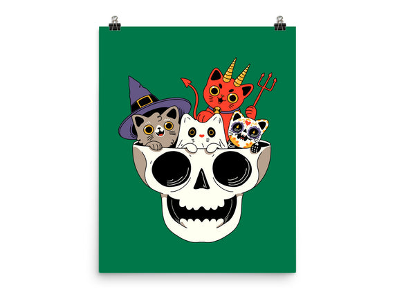 Skull And Spooky Cats