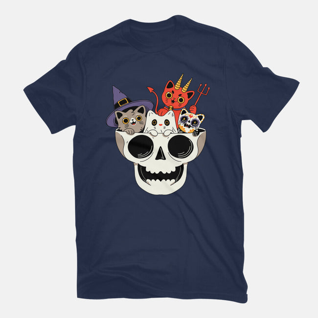 Skull And Spooky Cats-Unisex-Basic-Tee-ppmid