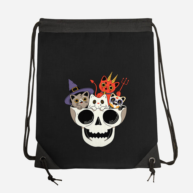 Skull And Spooky Cats-None-Drawstring-Bag-ppmid