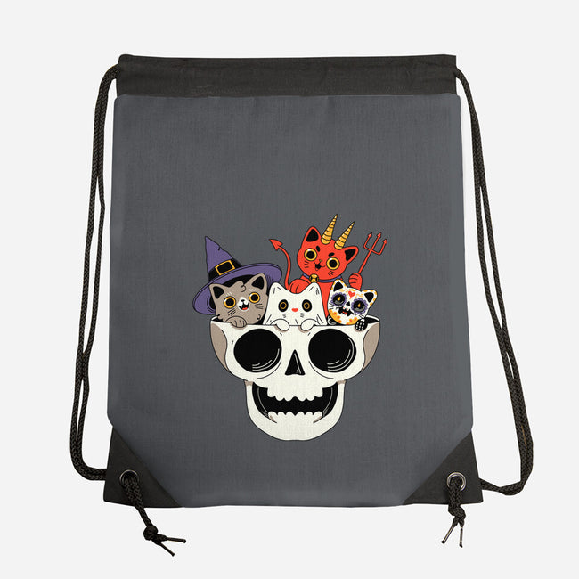 Skull And Spooky Cats-None-Drawstring-Bag-ppmid