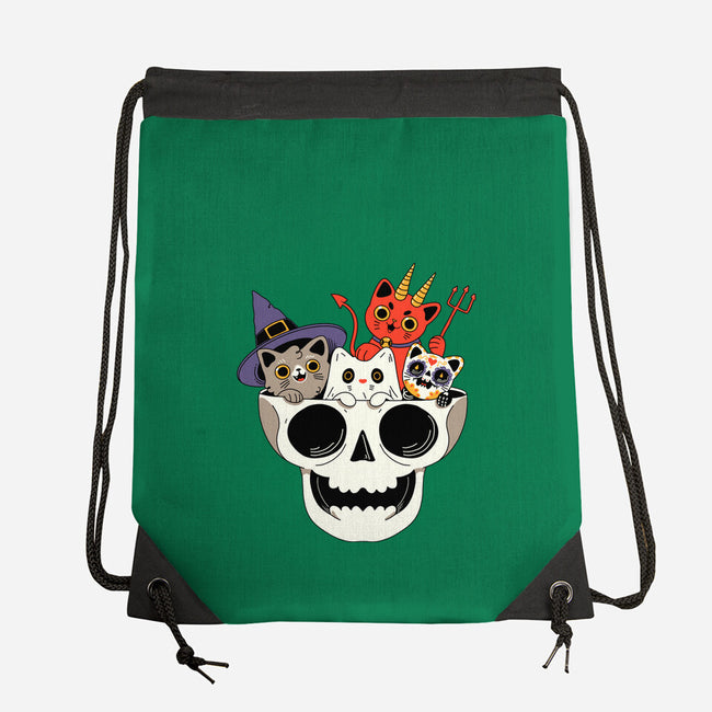 Skull And Spooky Cats-None-Drawstring-Bag-ppmid