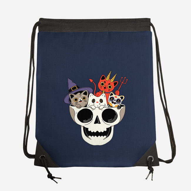 Skull And Spooky Cats-None-Drawstring-Bag-ppmid