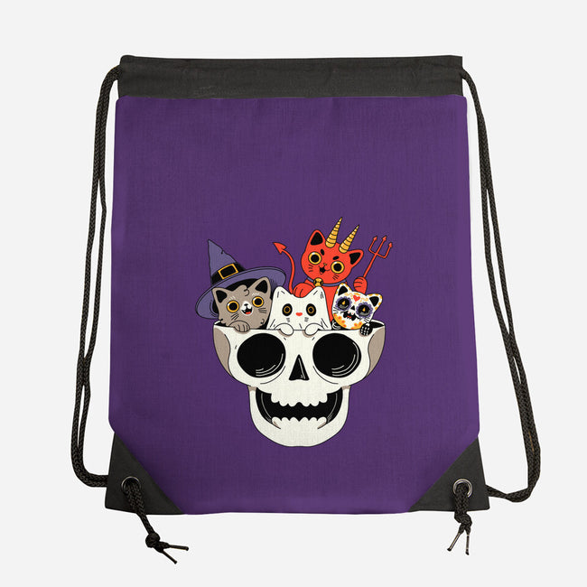 Skull And Spooky Cats-None-Drawstring-Bag-ppmid