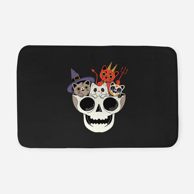 Skull And Spooky Cats-None-Memory Foam-Bath Mat-ppmid