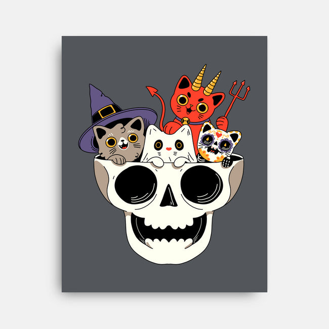 Skull And Spooky Cats-None-Stretched-Canvas-ppmid