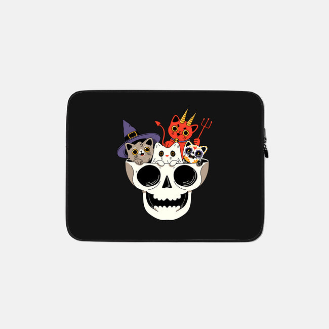 Skull And Spooky Cats-None-Zippered-Laptop Sleeve-ppmid