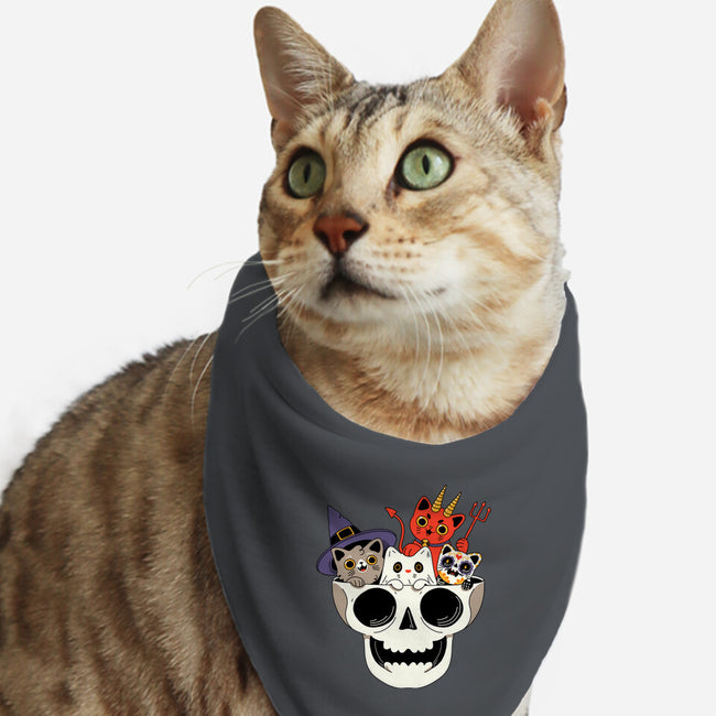 Skull And Spooky Cats-Cat-Bandana-Pet Collar-ppmid