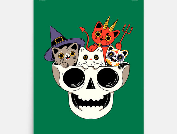 Skull And Spooky Cats