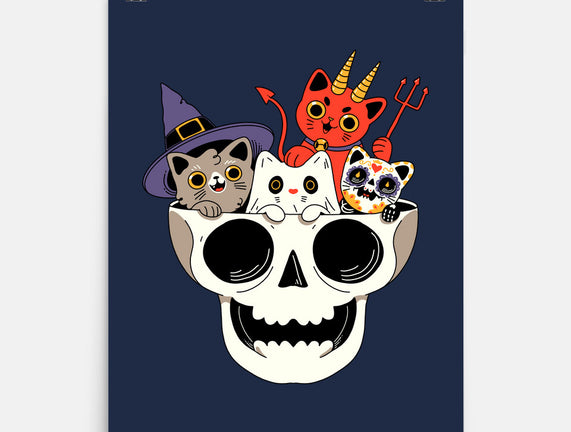 Skull And Spooky Cats