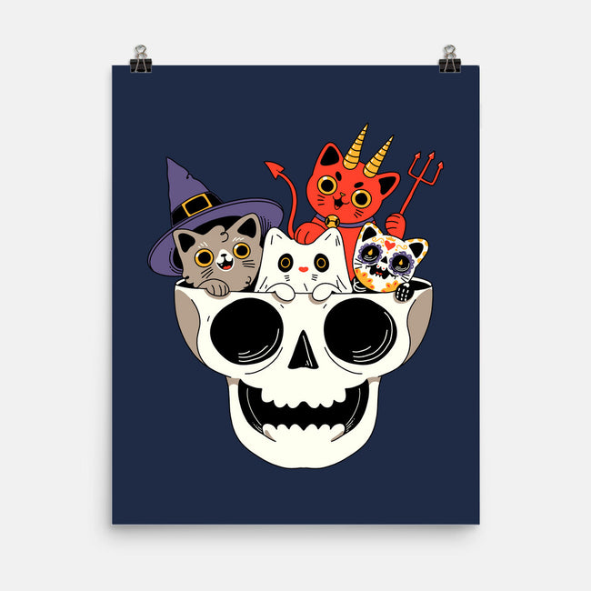 Skull And Spooky Cats-None-Matte-Poster-ppmid