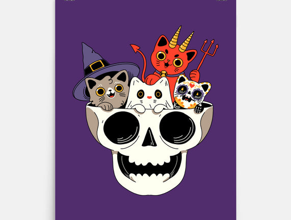 Skull And Spooky Cats