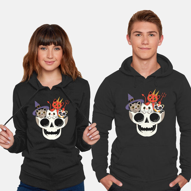 Skull And Spooky Cats-Unisex-Pullover-Sweatshirt-ppmid