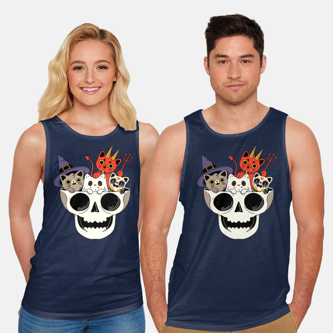 Skull And Spooky Cats-Unisex-Basic-Tank-ppmid