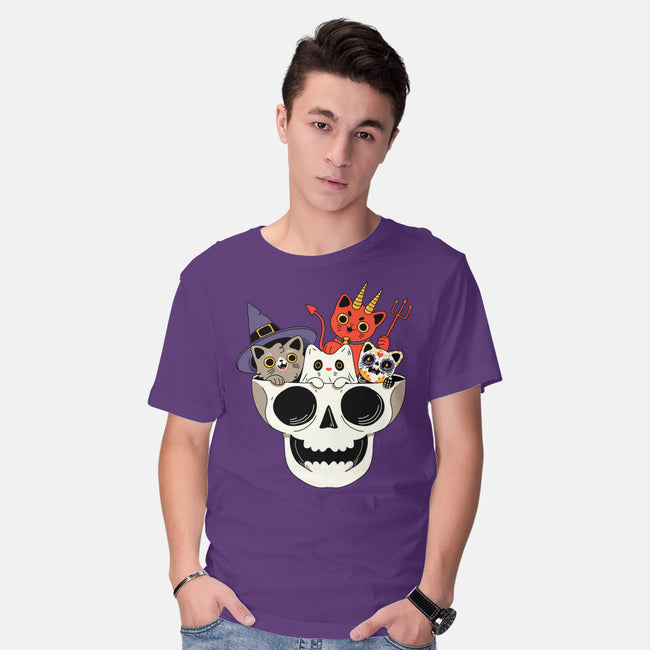 Skull And Spooky Cats-Mens-Basic-Tee-ppmid