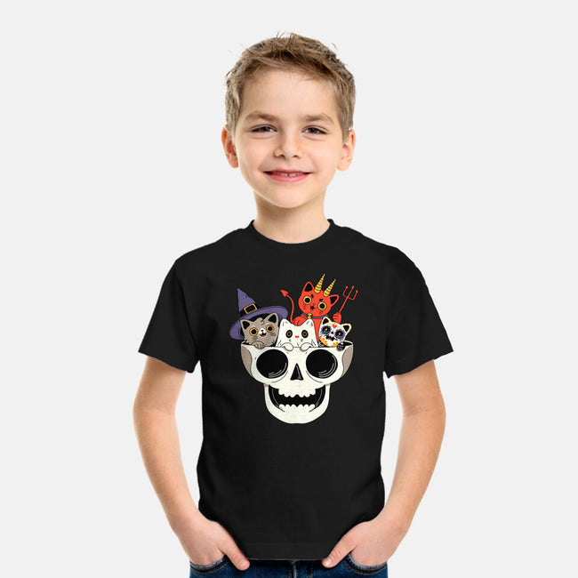 Skull And Spooky Cats-Youth-Basic-Tee-ppmid