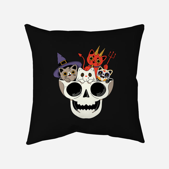 Skull And Spooky Cats-None-Non-Removable Cover w Insert-Throw Pillow-ppmid