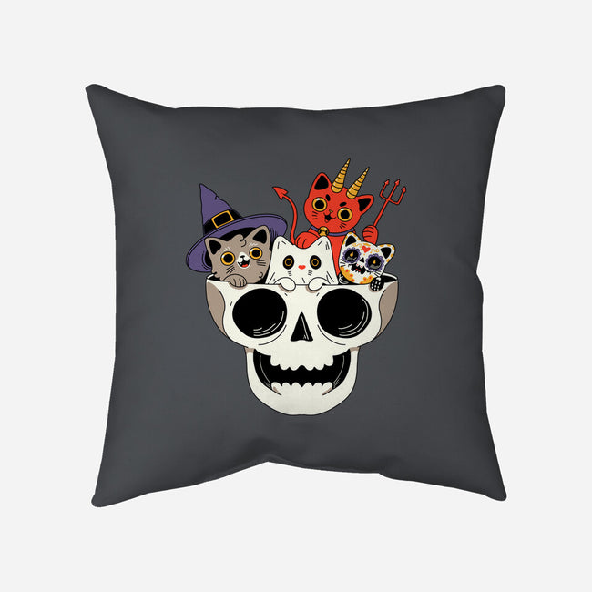 Skull And Spooky Cats-None-Non-Removable Cover w Insert-Throw Pillow-ppmid