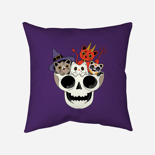 Skull And Spooky Cats-None-Non-Removable Cover w Insert-Throw Pillow-ppmid