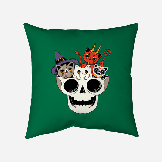 Skull And Spooky Cats-None-Removable Cover-Throw Pillow-ppmid