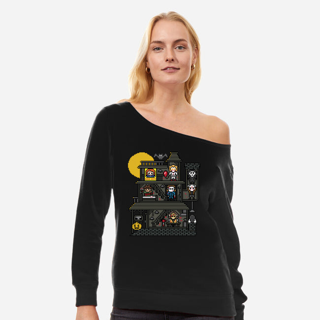 Haunted Pixels-Womens-Off Shoulder-Sweatshirt-jrberger