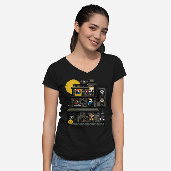 Haunted Pixels-Womens-V-Neck-Tee-jrberger