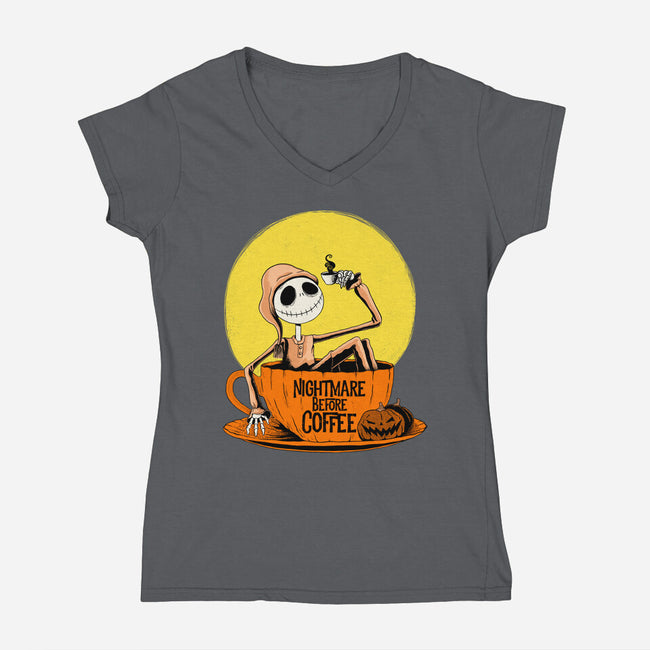 Nightmare Before Coffee-Womens-V-Neck-Tee-ppmid