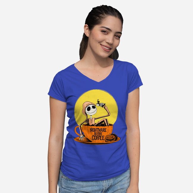 Nightmare Before Coffee-Womens-V-Neck-Tee-ppmid