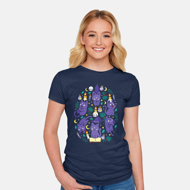 Magic Spell Cat-Womens-Fitted-Tee-Vallina84