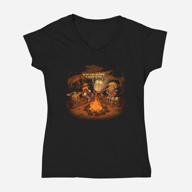 Cookie Monster Tales-Womens-V-Neck-Tee-TonyCenteno