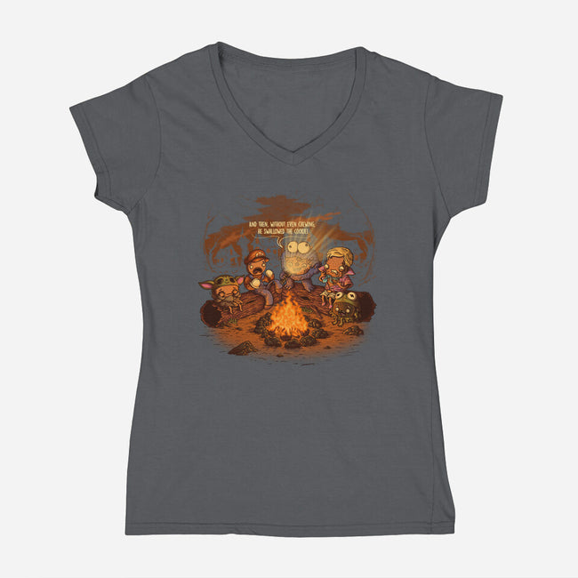 Cookie Monster Tales-Womens-V-Neck-Tee-TonyCenteno