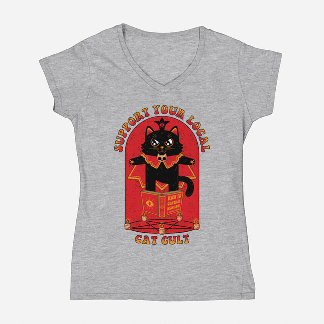 Support Your Local Cat Cult-Womens-V-Neck-Tee-danielmorris1993