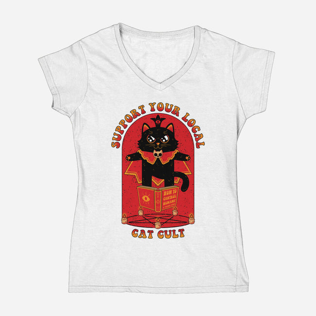 Support Your Local Cat Cult-Womens-V-Neck-Tee-danielmorris1993