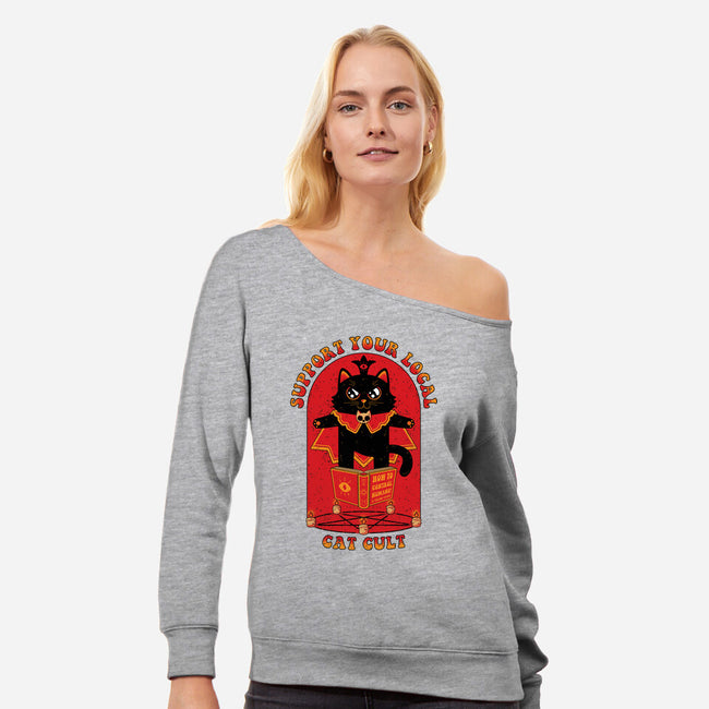 Support Your Local Cat Cult-Womens-Off Shoulder-Sweatshirt-danielmorris1993