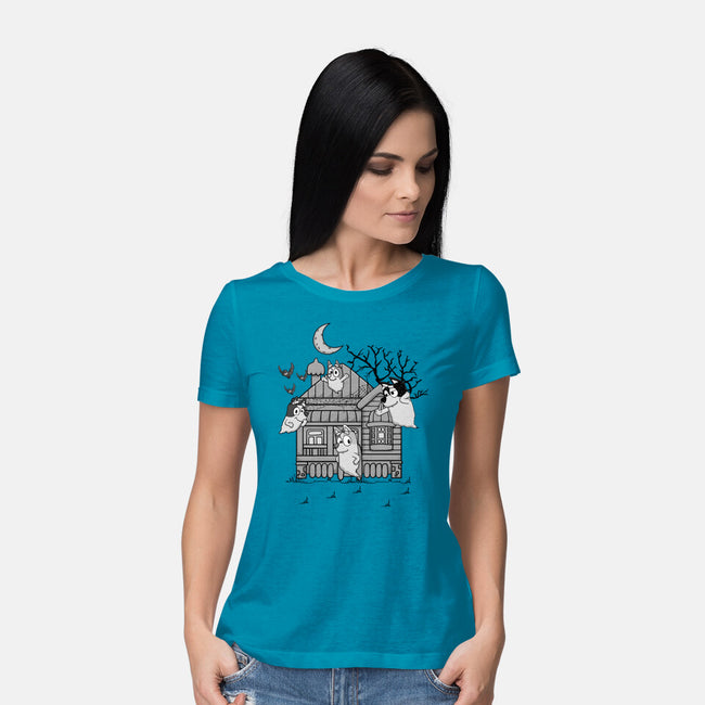 Bluey Haunted House-Womens-Basic-Tee-JamesQJO