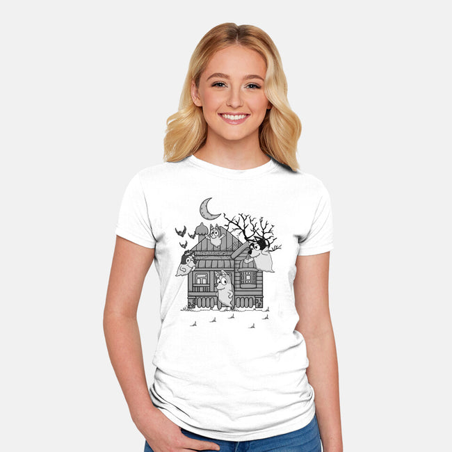 Bluey Haunted House-Womens-Fitted-Tee-JamesQJO