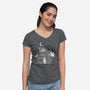 Bluey Haunted House-Womens-V-Neck-Tee-JamesQJO