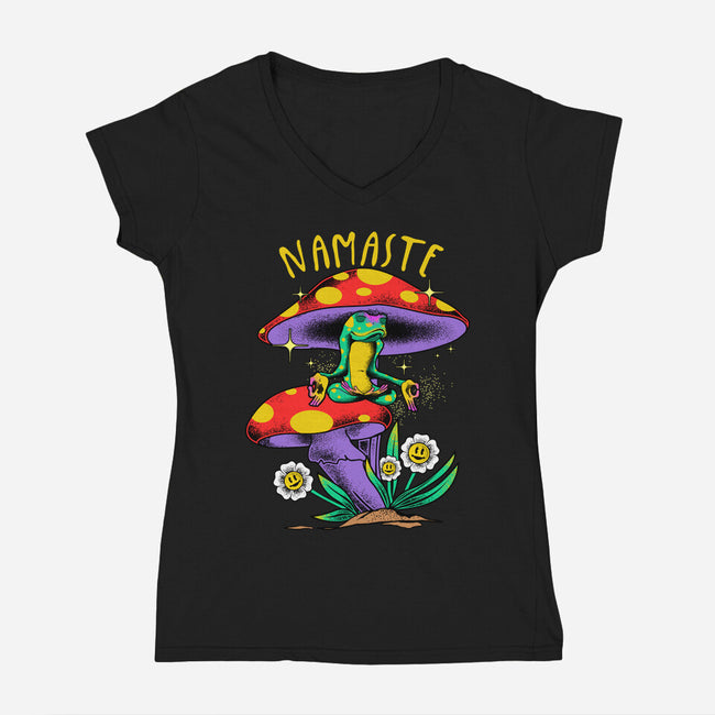 Namaste Meditation-Womens-V-Neck-Tee-heydale