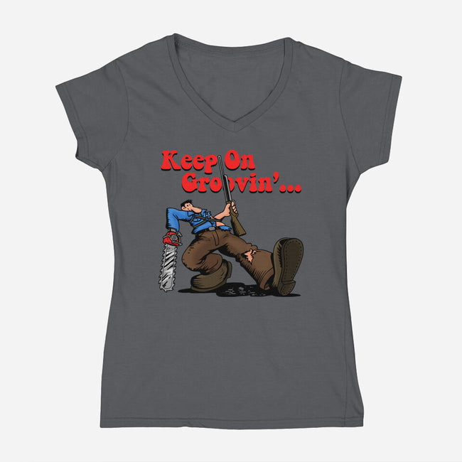 Keep On Groovin-Womens-V-Neck-Tee-Boggs Nicolas