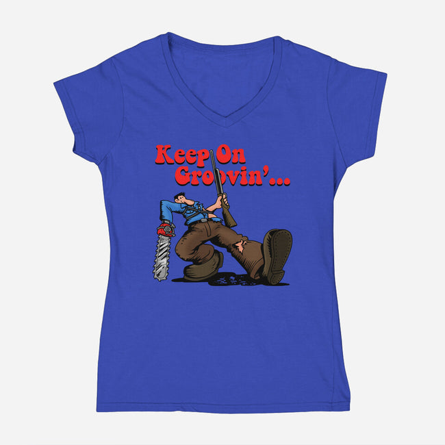 Keep On Groovin-Womens-V-Neck-Tee-Boggs Nicolas