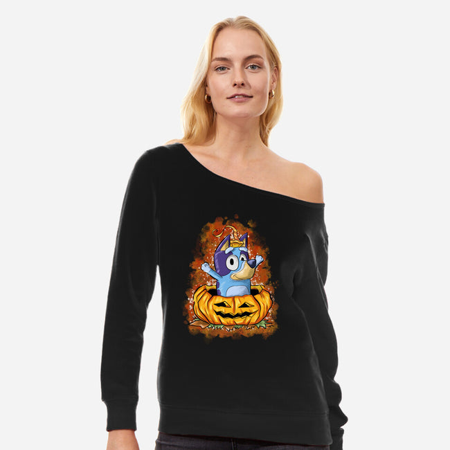Pumpkin Dog-Womens-Off Shoulder-Sweatshirt-nickzzarto